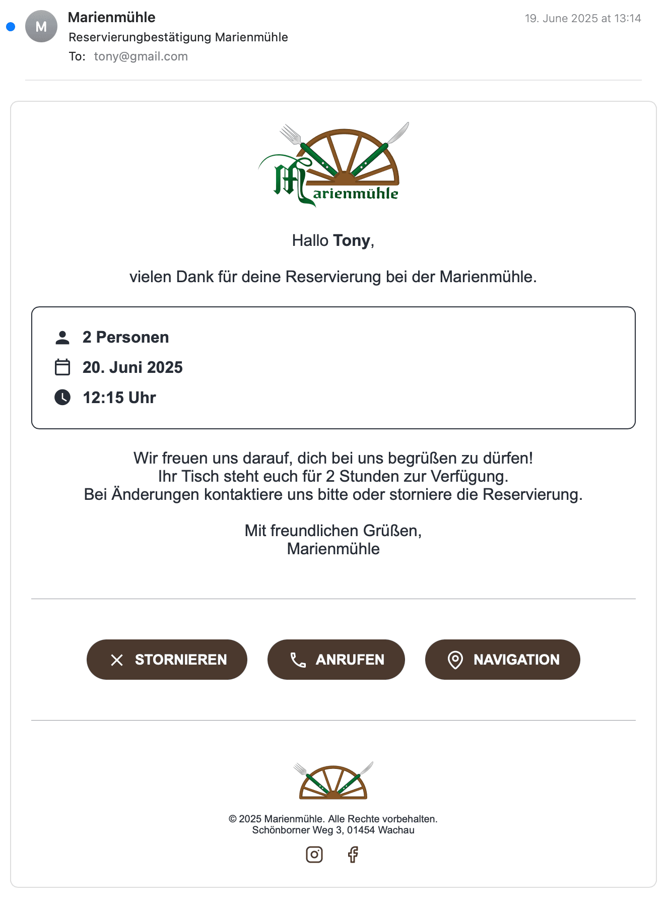 Email Template - Reservation Confirmation
