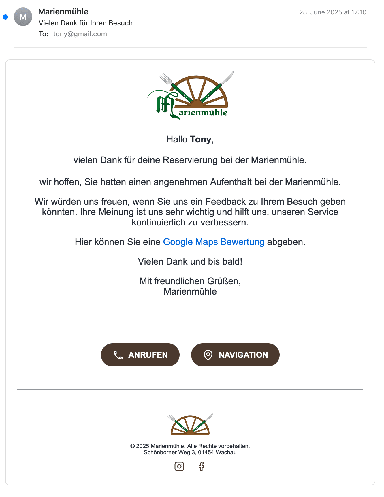 Email Template - Reservation Follow-up